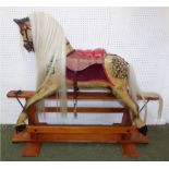 Painted wooden Rocking horse , restored by Robert Mullis Rocking Horse maker Swindon 116cm high x