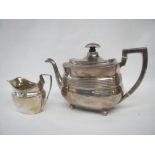 Hallmarked silver teapot and cream jug 24ozt