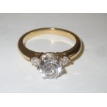 18ct Gold Engagement ring with Kenzite centre stone with single diamond shoulders size P 6.1g