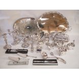 2 silver plated drinks trays and qty of mixed silver plate
