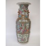 Chinese famille rose decorated vase with panels of scenes of domesticity and flowers, birds and