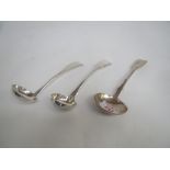 3 mixed Hallmarked silver ladles 5ozt