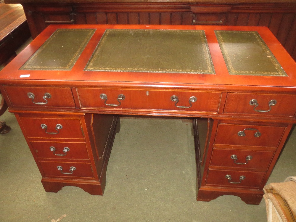 Reproduction George III style yew wood pedestal desk 123 W - Image 2 of 2