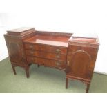 Early C20th mahogany sideboard in the Chippendale revival manner of stepped outline on square