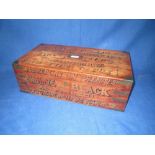 Victorian mahogany writing slope with gilt painted inscription on the lid.  Charles Hellis Co