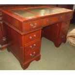 Reproduction George III style yew wood pedestal desk 123 W