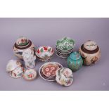 A group of Oriental porcelain wares, comprising: pair of crackleware famille verte jars and