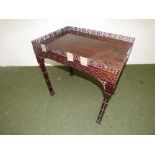 'Chinese' Chippendale revival rosewood centre table with pierced gallery, blind fretwork frieze