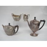 Victorian Hallmarked 4 piece silver tea set by W.B.J. of London 49ozt