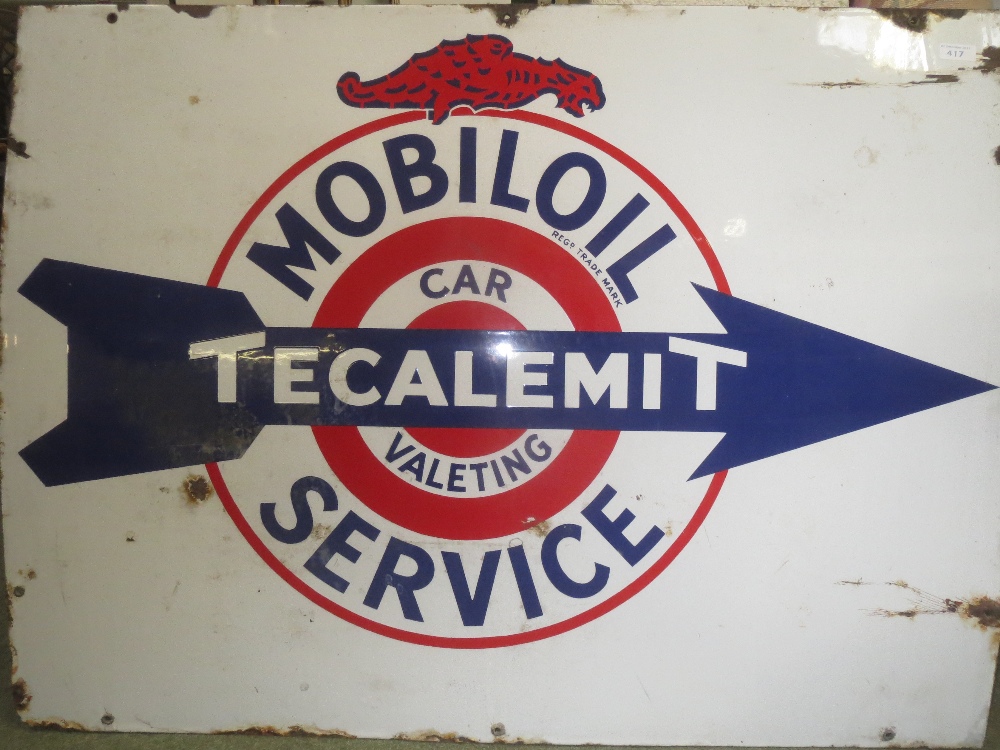 Enamel sign 'Mobil Oil Car Valeting Service', 76 cm x 102 cm