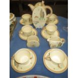 Clarice Cliff Wilkinson Ltd bonjour 15 piece coffee service painted with trees and foliage