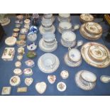 Qty of Spode old blue and white plates  retailed by Harrods and qty of mixed china and glass paper