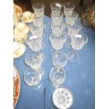 Suite of 12 cut glass stemmed wines & other glassware.