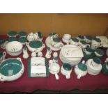 Comprehensive Denby Greenwheat pattern dinner, tea and coffee service