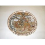 Japanese Meiji Period (1868 - 1912) Satsuma pottery plate depicting a man digging, with woman and