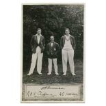 Kent. Excellent real photograph postcard of A.P.F. Chapman, A.P. Freeman and Frank Woolley in