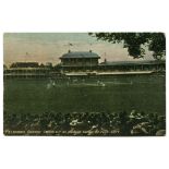Australia v England, 1904. Original colour printed postcard of the Melbourne Cricket Ground with the