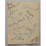 Derby County F.C. 1948/49. Album page signed in ink by eleven members of the team. Signatures