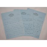 Ian Alexander Ross Peebles. Middlesex & England 1928-1948. Four handwritten letters sent by