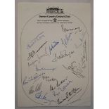 England Test cricketers. Sheet of Surrey C.C.C. headed paper nicely signed by eighteen England