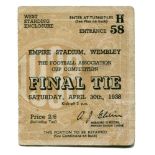 F.A. Cup Final 1938. Preston North End v Huddersfield Town. Official 2/6 match ticket for the