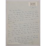 N.S. Mitchell-Innes. Somerset & England 1931-1949. One page handwritten letter from Mitchell-