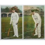 Victor Trumper & Monty Noble. Two excellent colour postcards of Australian cricketers Trumper and