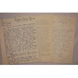 William H.R. Andrews. Somerset 1930-1947. Selection of four handwritten letters and a ten page