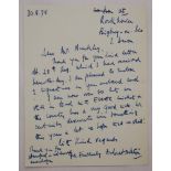 Hubert Ashton. Essex 1921-1939. One page handwritten letter from Ashton, dated August 1978,