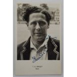 Trevor Bailey. Essex & England. Mono real photograph postcard of Bailey, head and shoulders, with