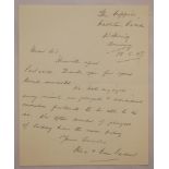 Alec & Eric Bedser. Surrey & England One page handwritten letter written by Alec Bedser in August