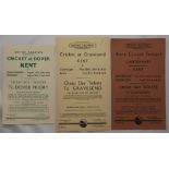 Kent cricket 1949. Selection of four original ‘British Railways’ printed paper flyers advertising