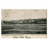‘The Association Cricket Ground, Perth W.A.’. Mono printed postcard showing the cricket ground at