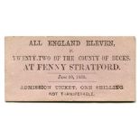 ‘All England Eleven v Twenty-Two of the County of Buckinghamshire 1859’. Small rare original match