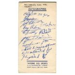 New Zealand Rugby League Team 1954. ‘Coupe Du Monde. France 1954’. Small official menu for the