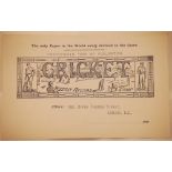 ‘Cricket : A Weekly Record of the Game’. Original letterhead with printed decorative banner of the