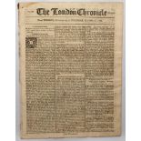 ‘The London Chronicle’. Early and original ‘tabloid’ size eight page newspaper for Tuesday 29th to