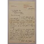 John Berry Hobbs, Surrey & England 1905-1934. Interesting two page handwritten letter from Hobbs,