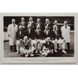‘Old England Team 1946’. Mono real photograph postcard of the England team, at the Oval, with