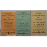 Kent cricket 1949. Selection of three original ‘British Railways’ printed paper flyers advertising