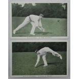 Warwick Armstrong & Monty Noble. Two excellent colour postcards of Australian cricketers Armstrong