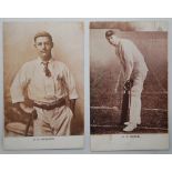 Syd Gregory & Monty Noble. Two excellent sepia postcards of Australian cricketers Gregory and Noble.