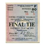 F.A. Cup Final 1953. Blackpool v Bolton Wanderers. Official 25/- South Grand Stand match ticket