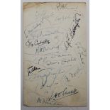 Cricket signatures, mid-1920s. Plain back postcard signed by seventeen cricketers of the period.