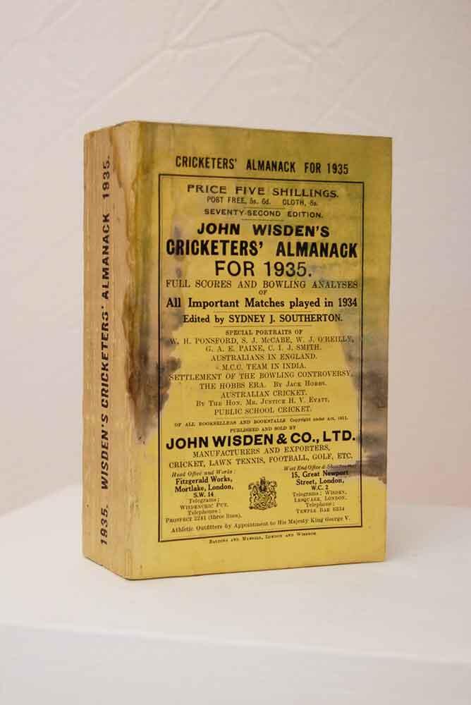 Wisden Cricketers’ Almanack 1935. 72th edition. Original paper wrappers. Complete cricket bat