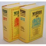 Wisden Cricketers’ Almanack 1976 and 1977. Original hardbacks with dustwrappers. Odd very minor