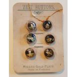 Edwardian cricket buttons. Excellent set of six Victorian cricket buttons. Each button having a