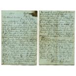 Edward Mills Grace.  Handwritten twelve page letter from Grace to his Mother, Martha, written from