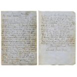 Edward Mills Grace. Handwritten six page letter from Grace to his sister Fannie, written from