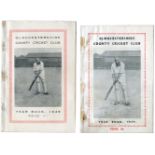 Gloucestershire County Cricket Club Yearbook 1939 and 1949. Original pictorial covers with image